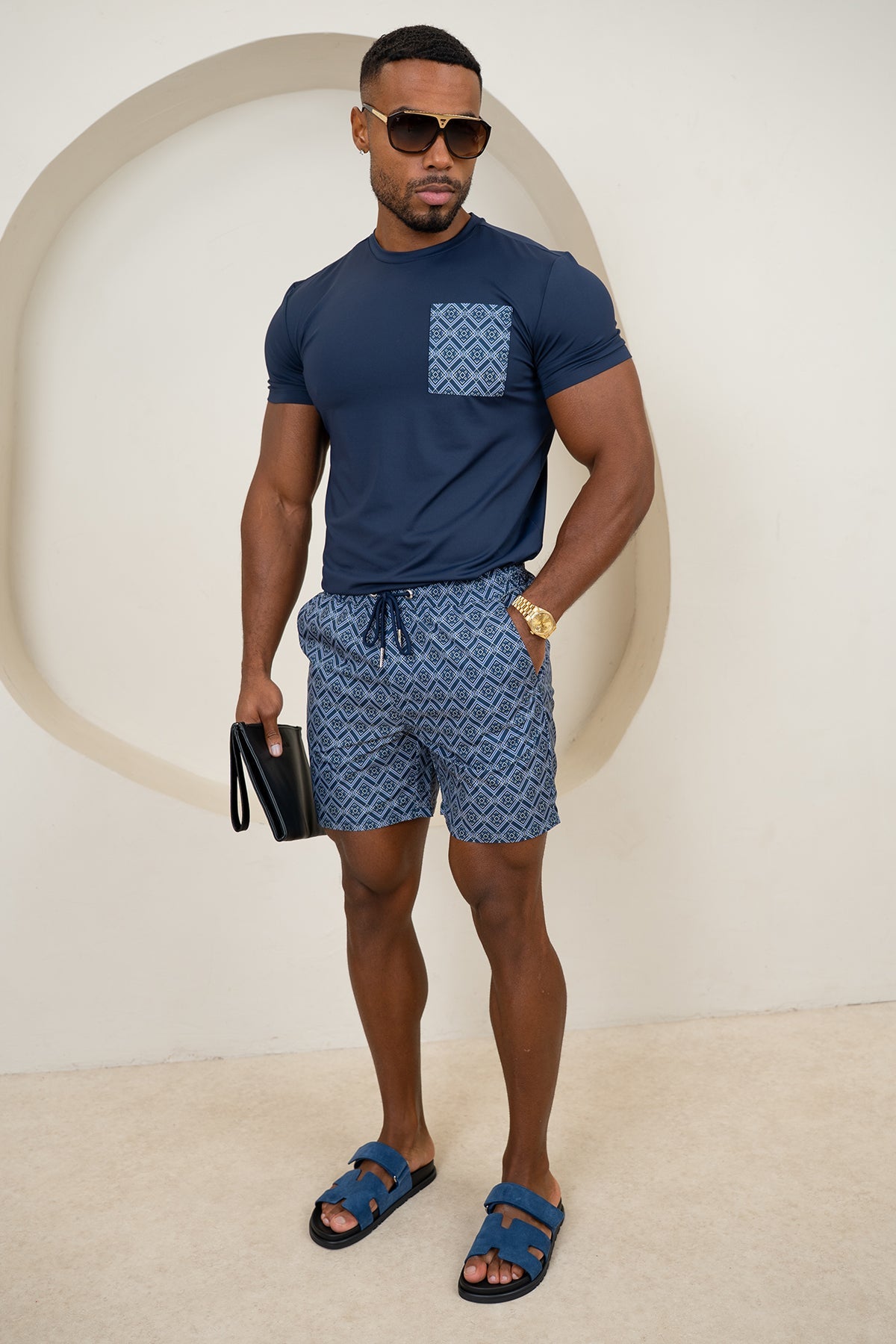 Aztec Swim Shorts - Navy