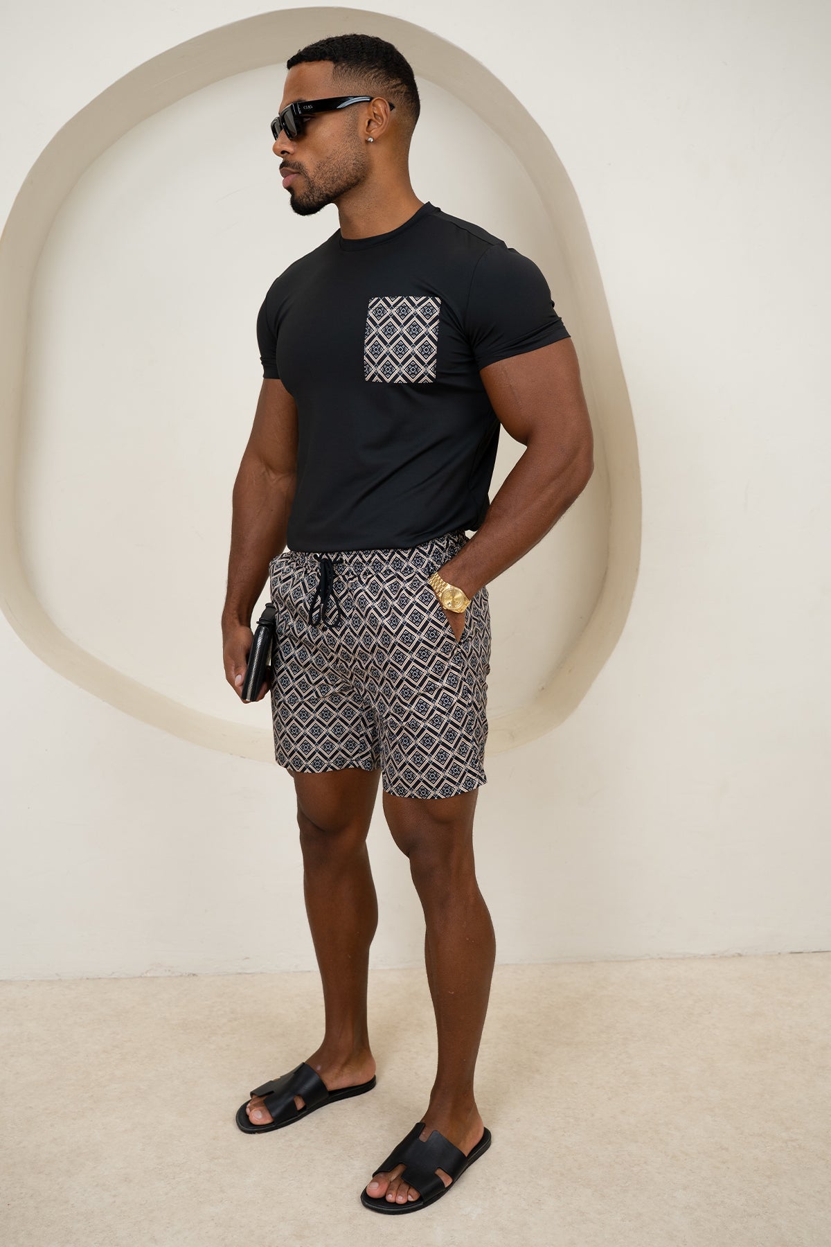 Aztec Swim Shorts - Black