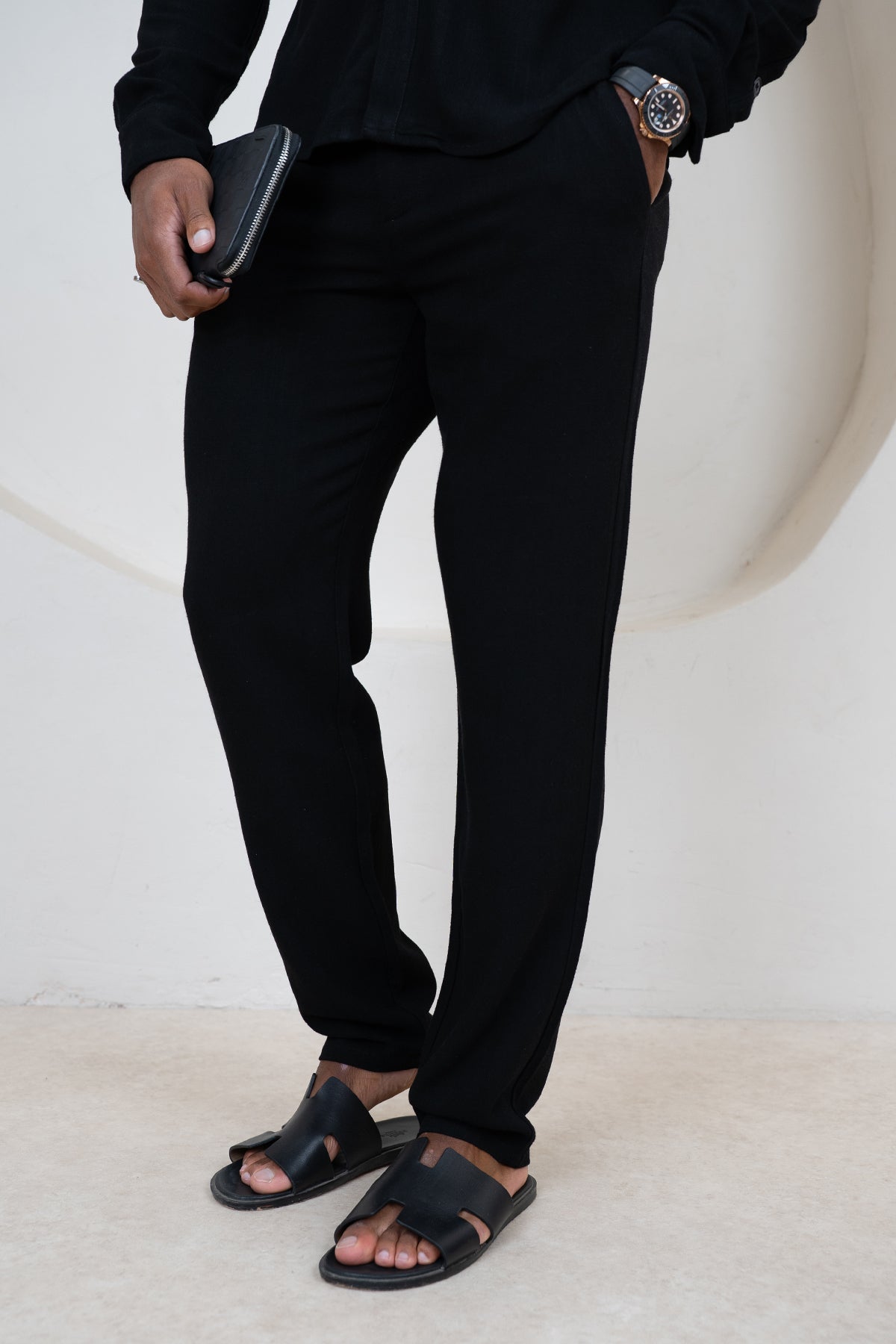 Linen Resort Trouser - Black