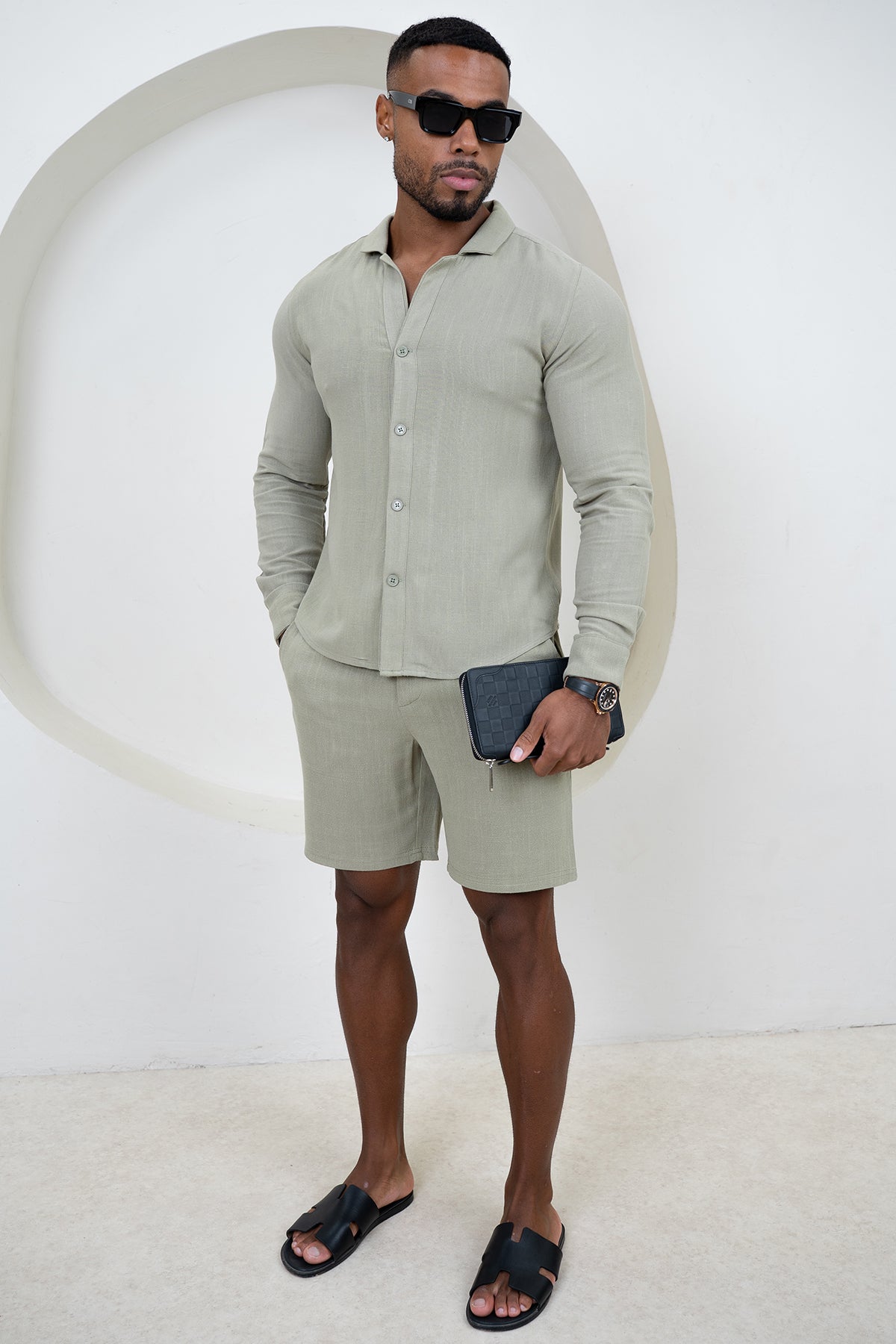 Linen Shorts - Olive