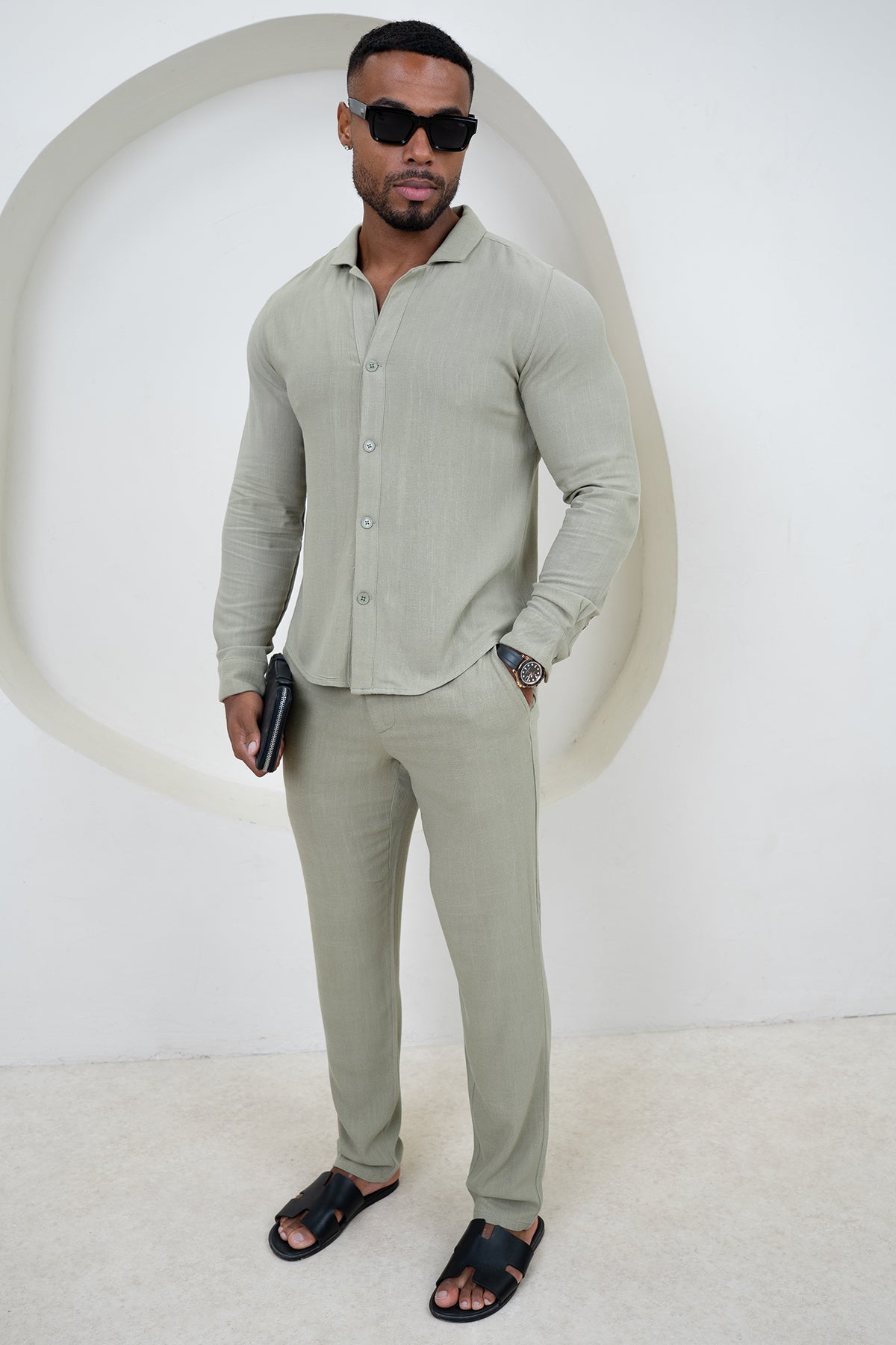 Linen Resort Trouser - Olive