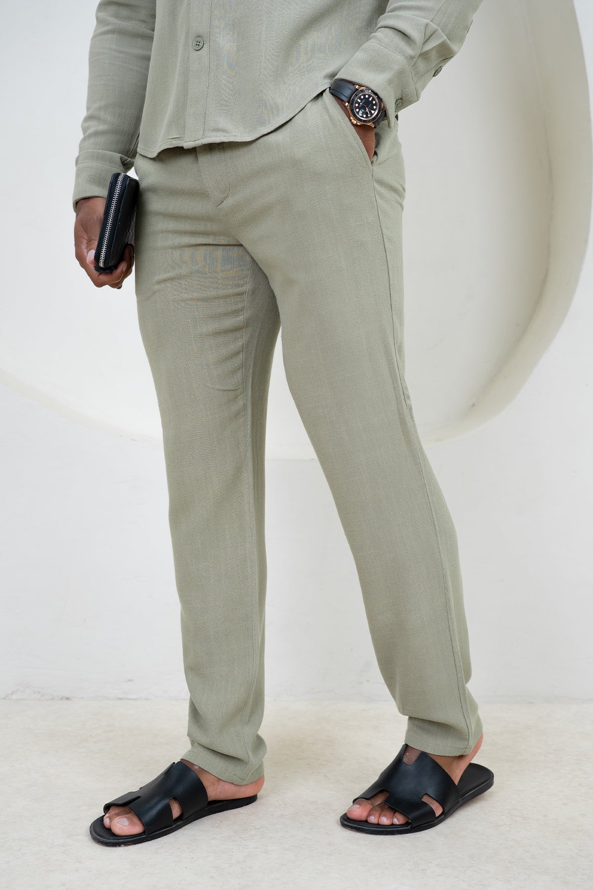Linen Resort Trouser - Olive