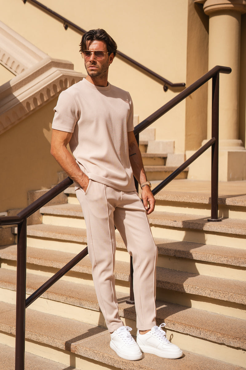 Pleated Slim Fit Trouser - Taupe