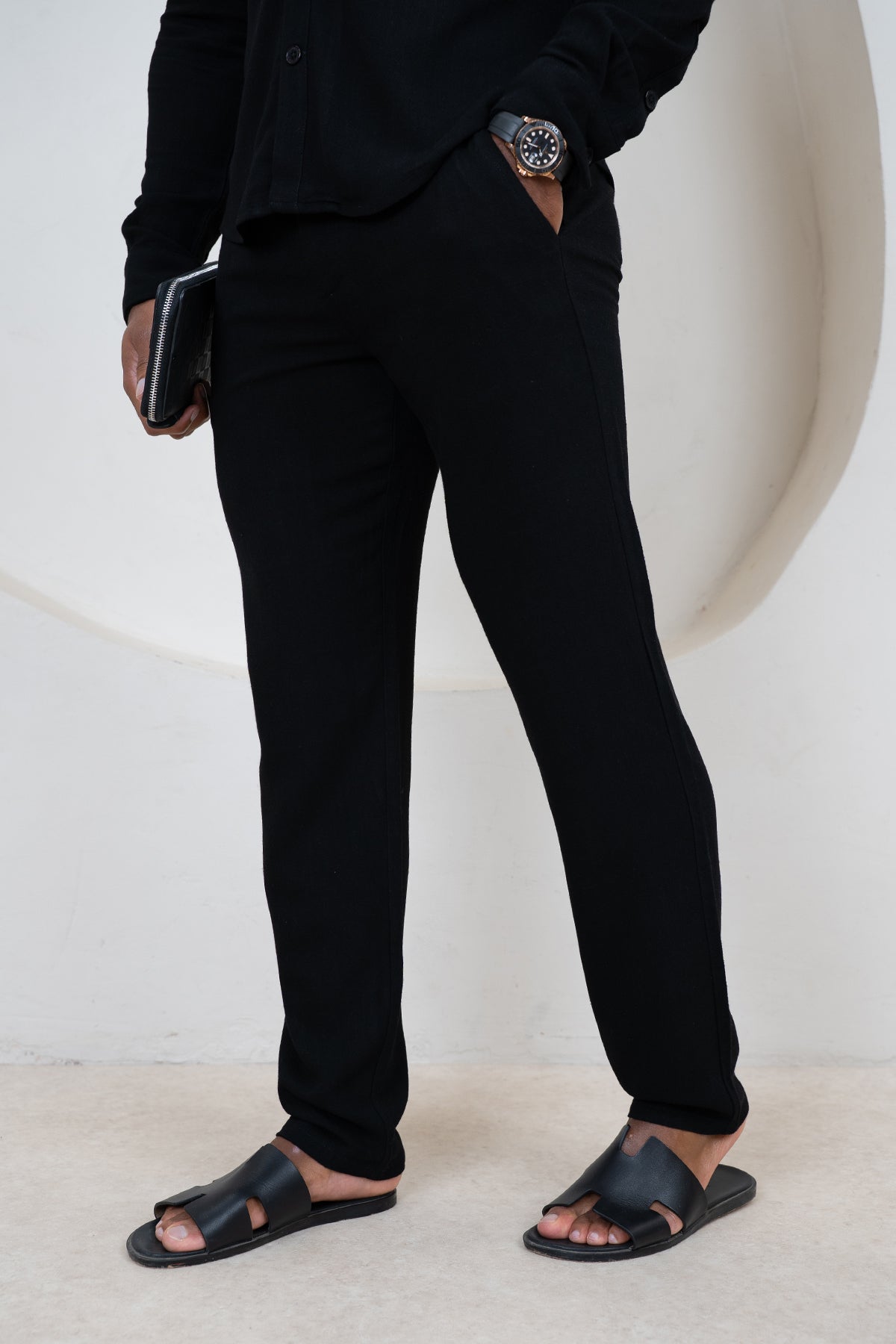 Linen Resort Trouser - Black